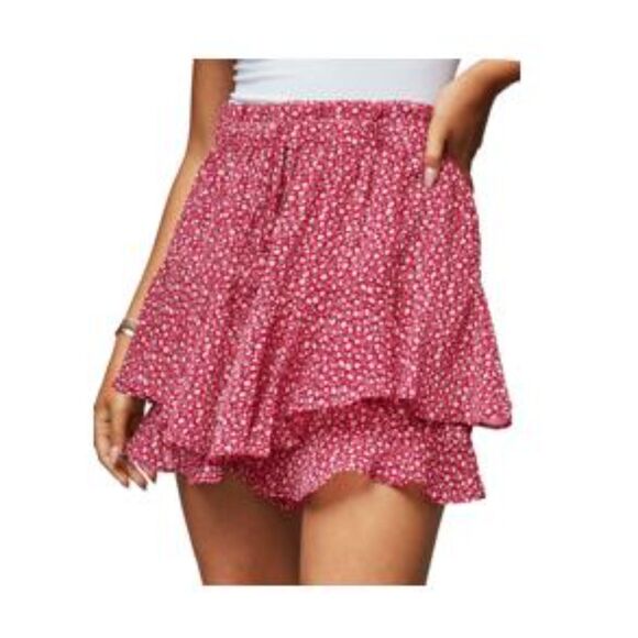 EGOCKAL Dresses & Skirts - Shorts for Women Summer Casual Chiffon Skorts Boho Ruffle, 2D-1315 134, 005-007